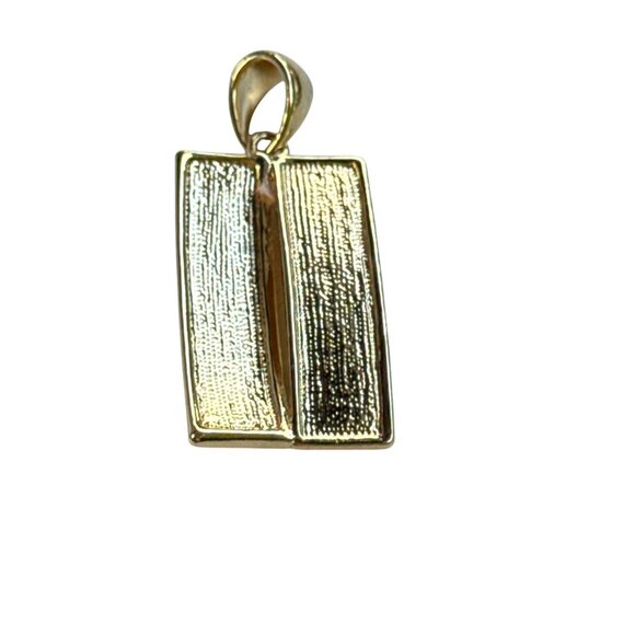 Modern Gold Textured Rectangle Pendant Geometric Design Unisex Minimalist - Picture 3 of 16